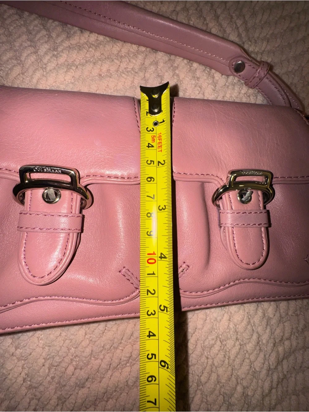 Cole Haan Vintage Mauve Pink Leather Double Pocket Shoulder Bag EUC